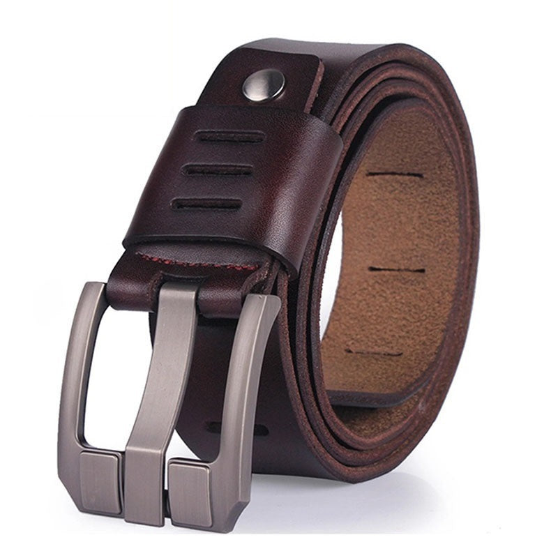 Kenike men's brown cowhide leather jeans belt variant
