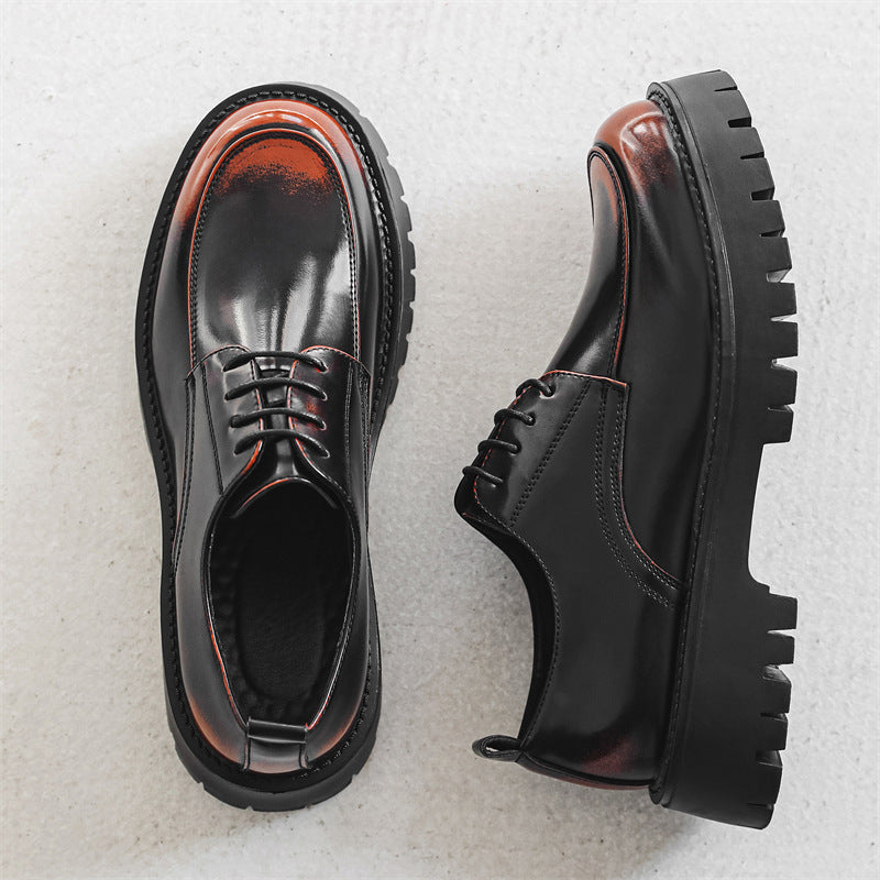 Kenike men's thick sole leather shoes angled view