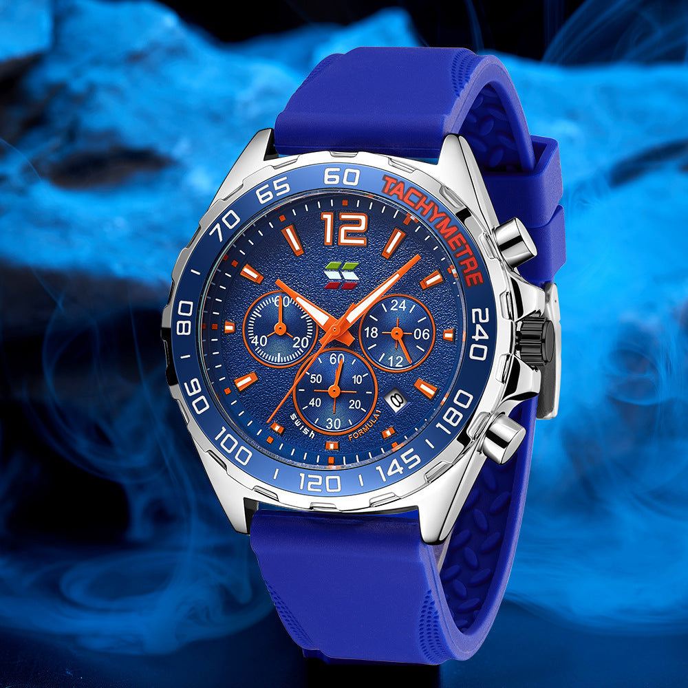 Kenike thin rubber strap quartz sports watch final view