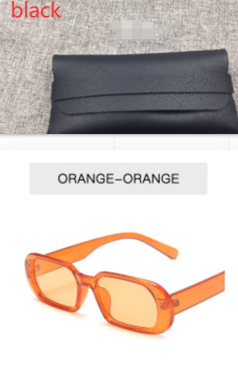 Kenike orange retro small frame sunglasses with glasses bag variant
