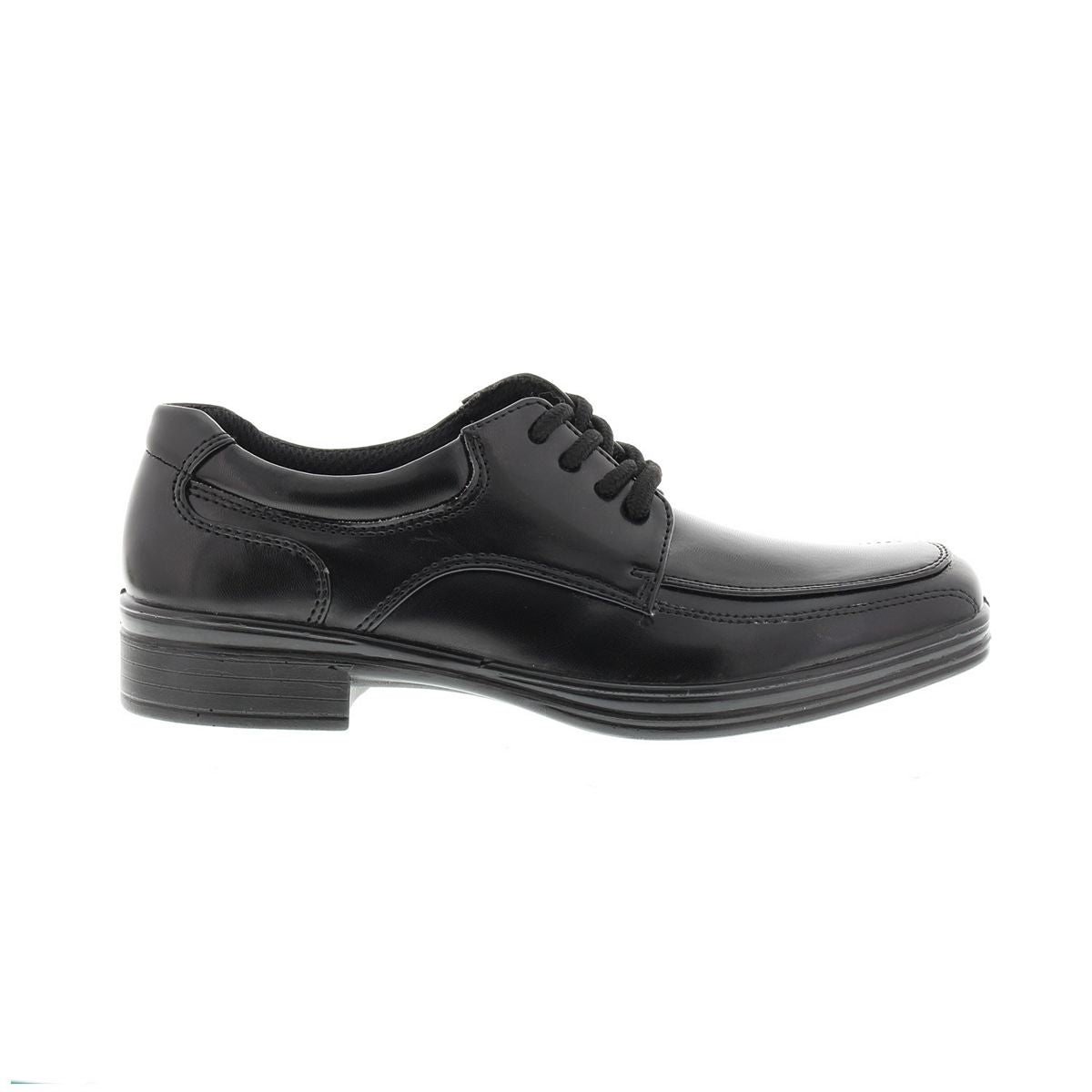 Deer Stags Sharp boys' black dress shoes angled view