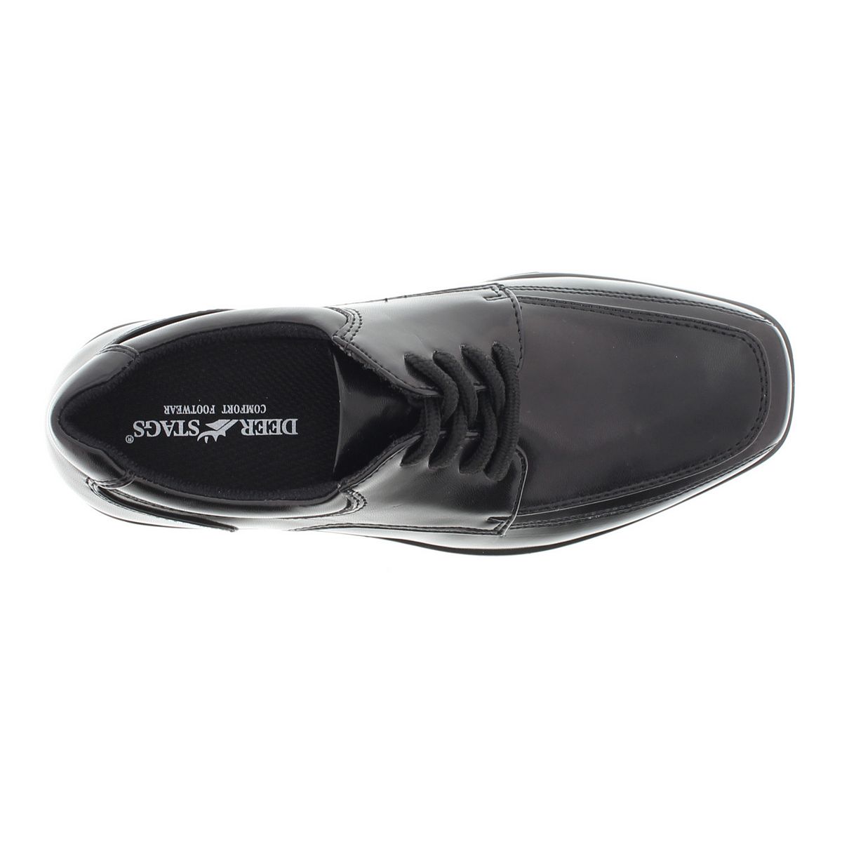 Deer Stags Sharp black boys' dress shoes heel detail