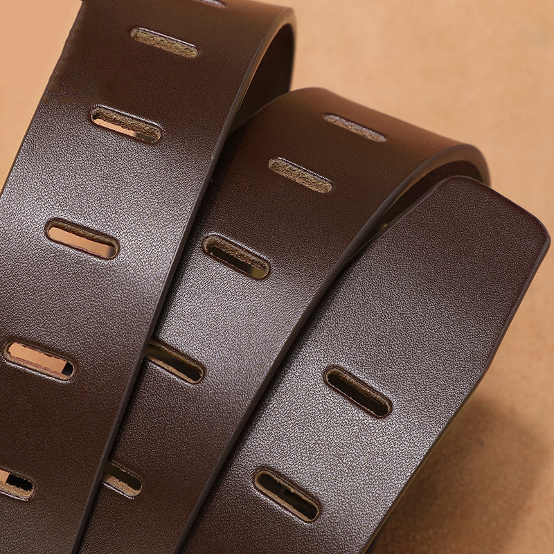 Kenike men's jeans belt strap and stitching close-up