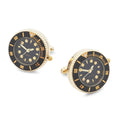 Black and gold working watch cufflinks with quartz movement