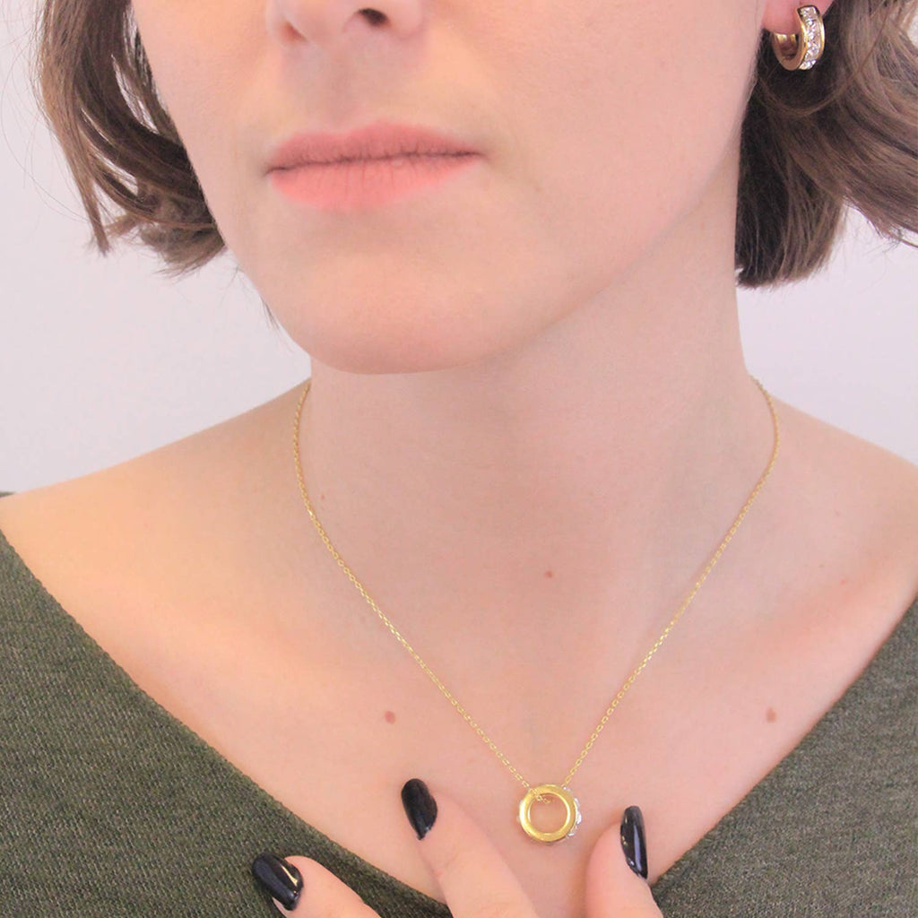 Gold and crystal square hoop earrings side view