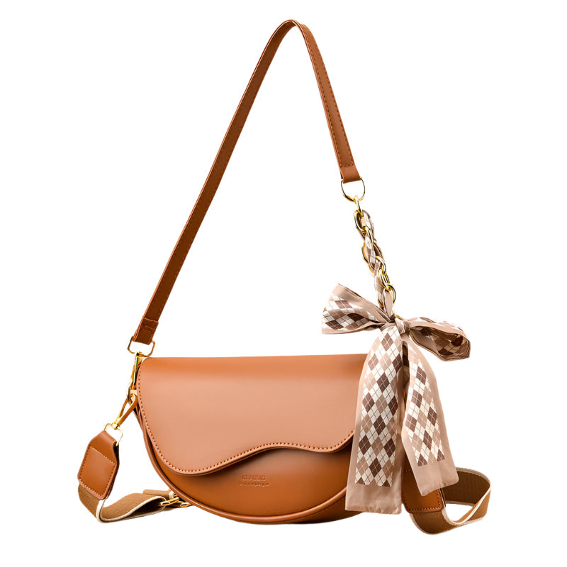 Kenike light luxury yellowish brown underarm saddle bag variant