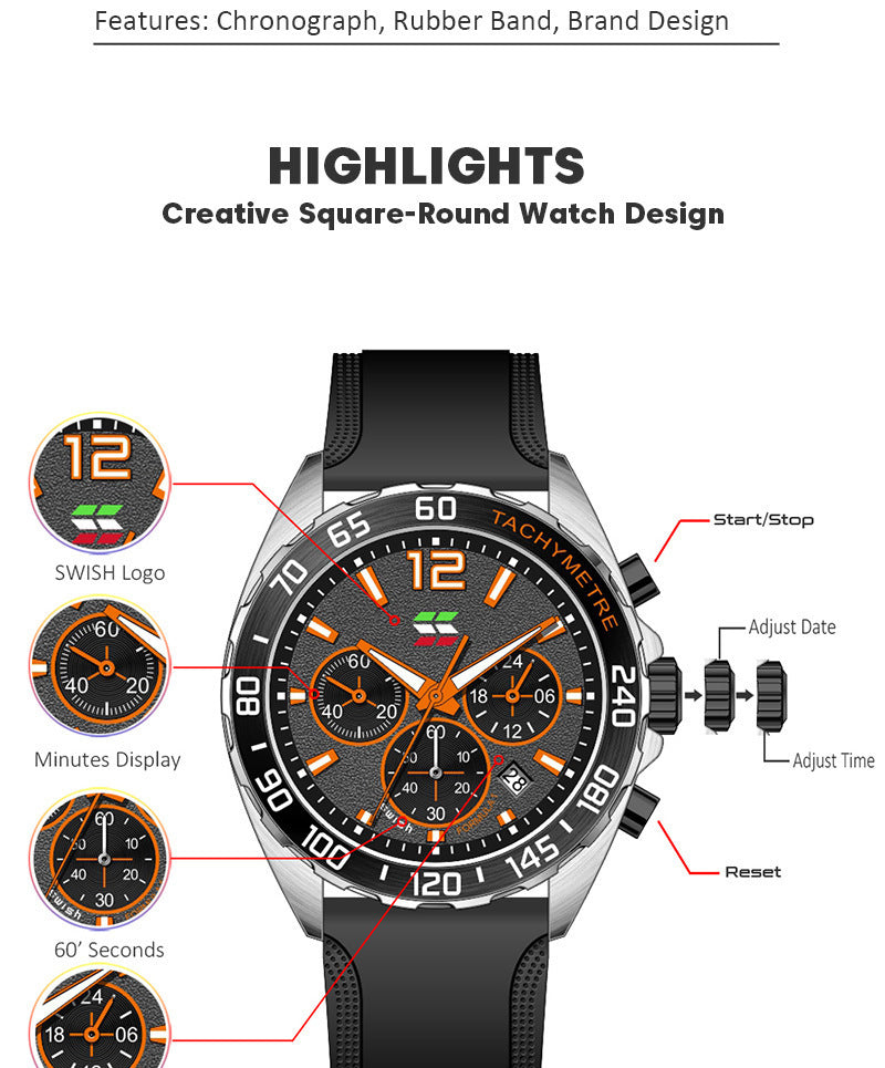 Kenike quartz sports watch display detail