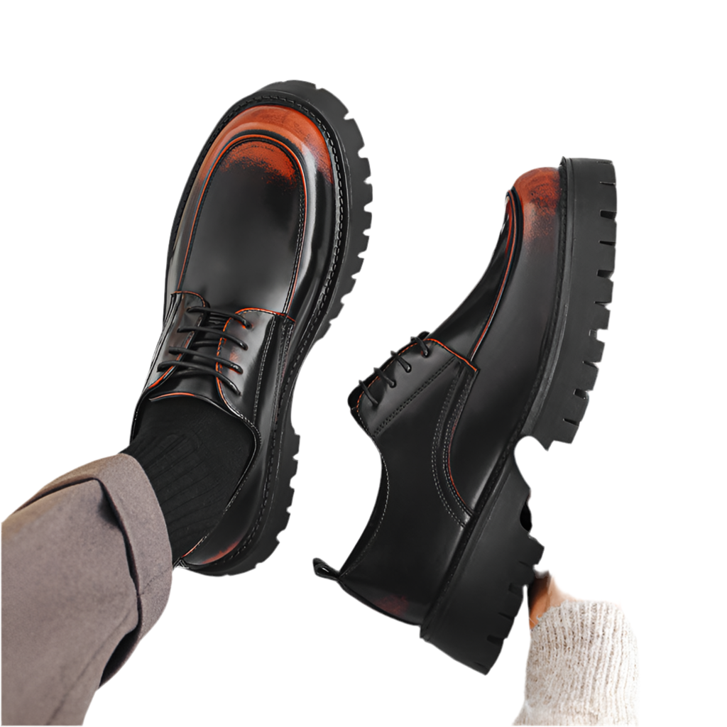 Kenike men's thick sole height increasing leather shoes final view