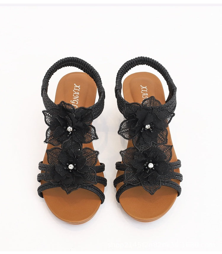 Kenike Roman bohemian sandals platform wedge detail