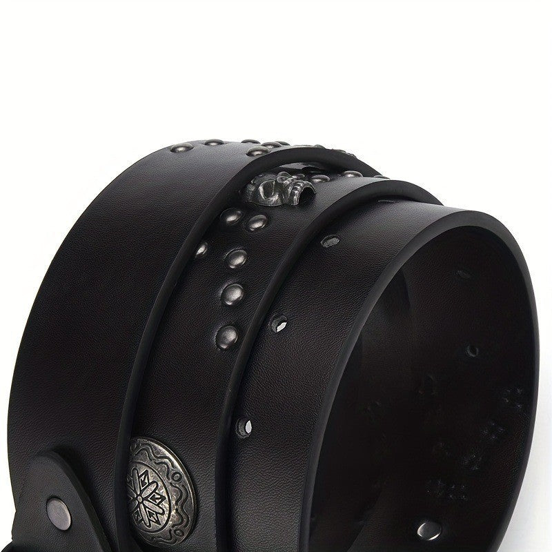 Kenike punk skull rivet belt size detail