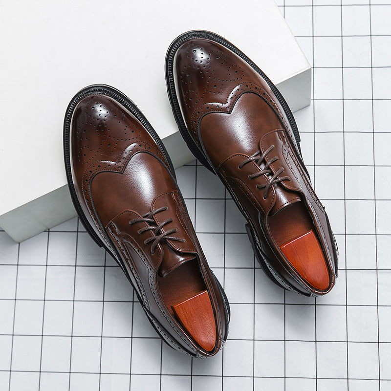 Kenike men's brogue formal leather shoes side profile