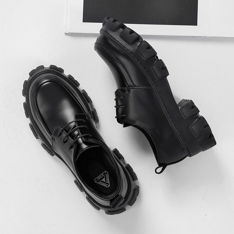 Kenike men's platform formal leather shoes heel and sole detail