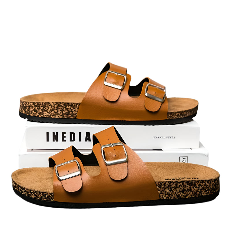 Kenike khaki unisex slip-on open-toe lightweight sandals variant