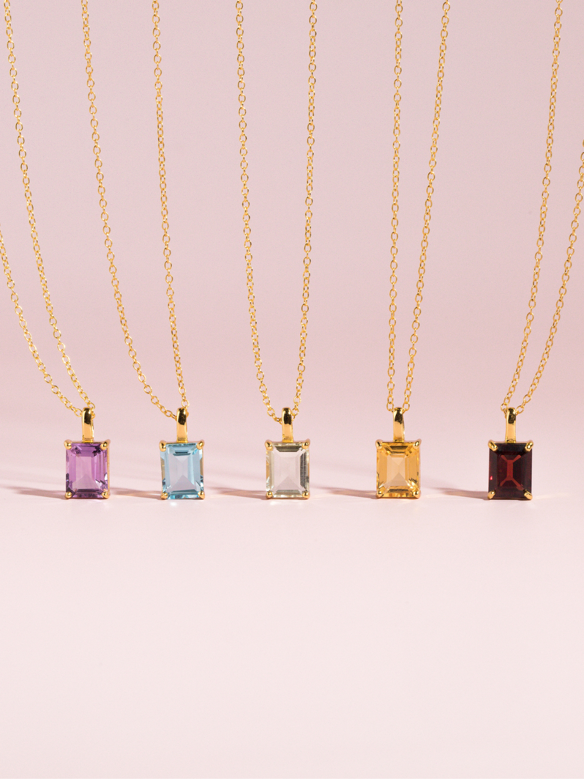 Emerald cut necklaces group image in 18k gold vermeil