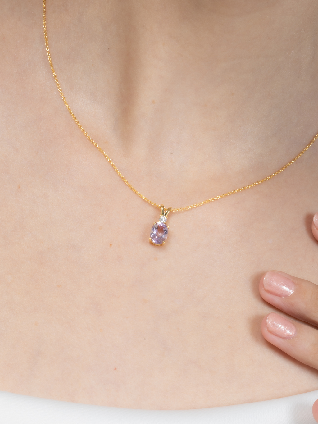 Lavender amethyst necklace in 18k gold vermeil styled product image