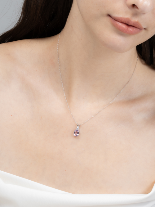 Lavender amethyst pendant necklace in sterling silver detail image