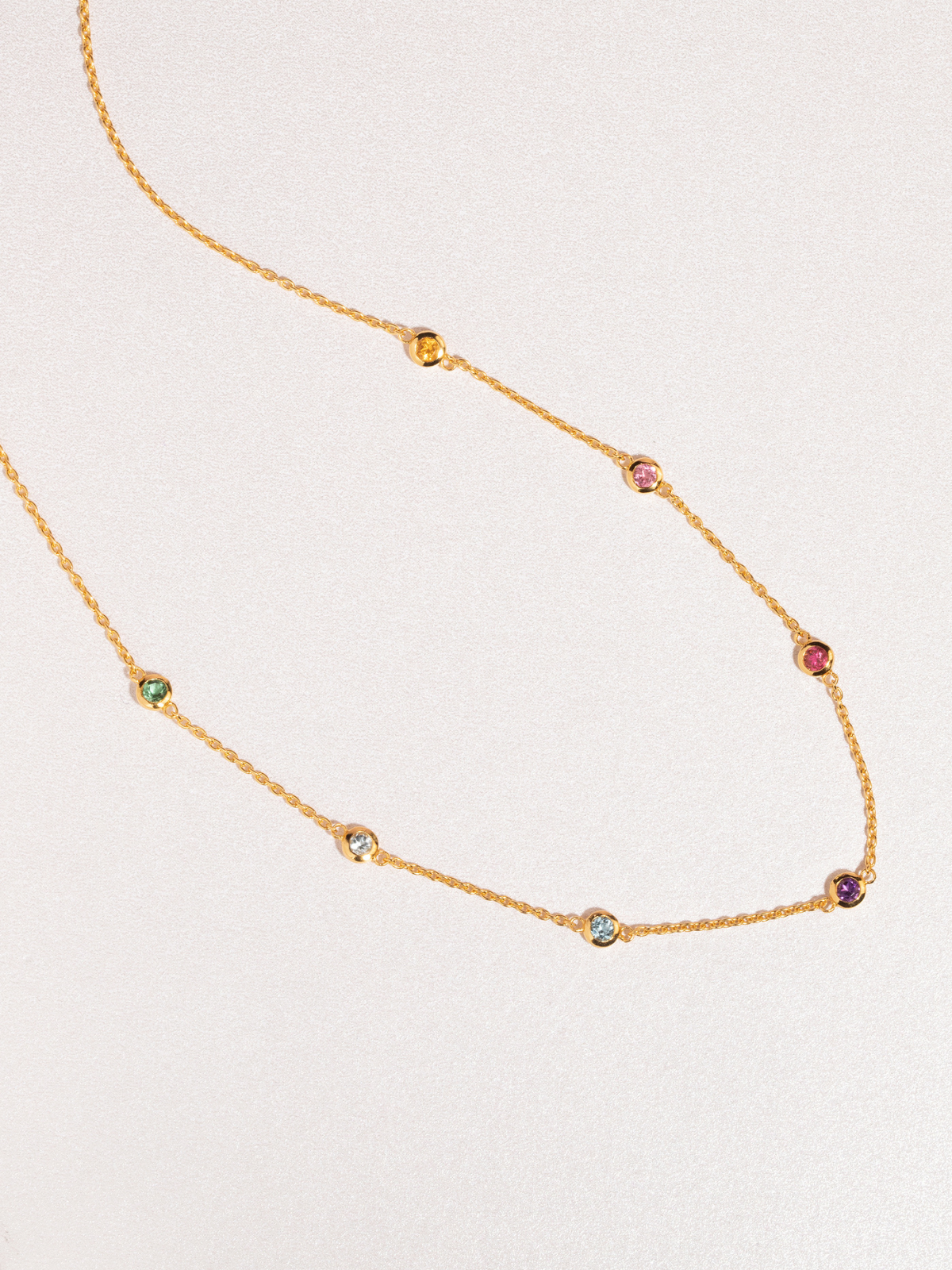 Rainbow gemstone necklace in 18k gold vermeil detail image