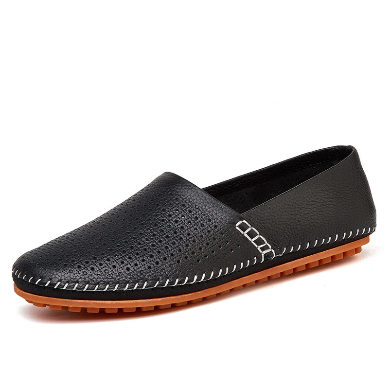 Kenike men's cowhide casual driving shoes outsole grip detail