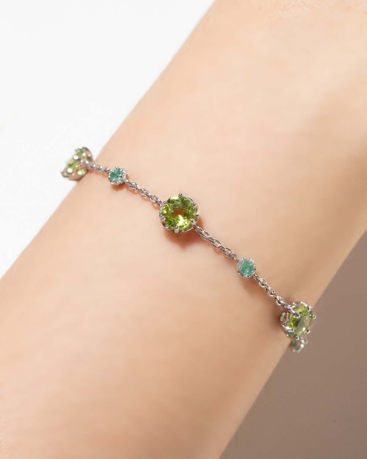 Emerald & Peridot Jewellery Set in Sterling Silver