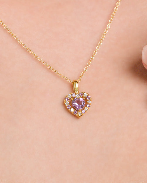 Lavender amethyst heart pendant necklace in 18k gold vermeil model image