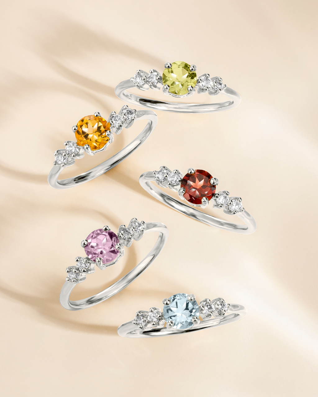 Sky Blue Topaz Five Stone Ring in Sterling Silver