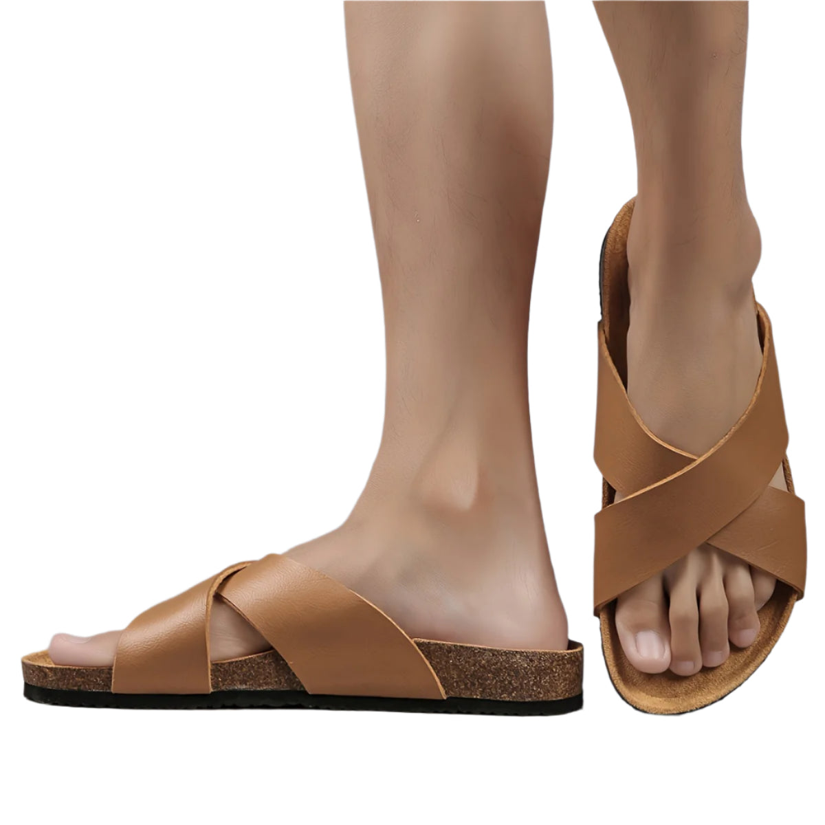Kenike unisex cork cross strap comfort slides final view