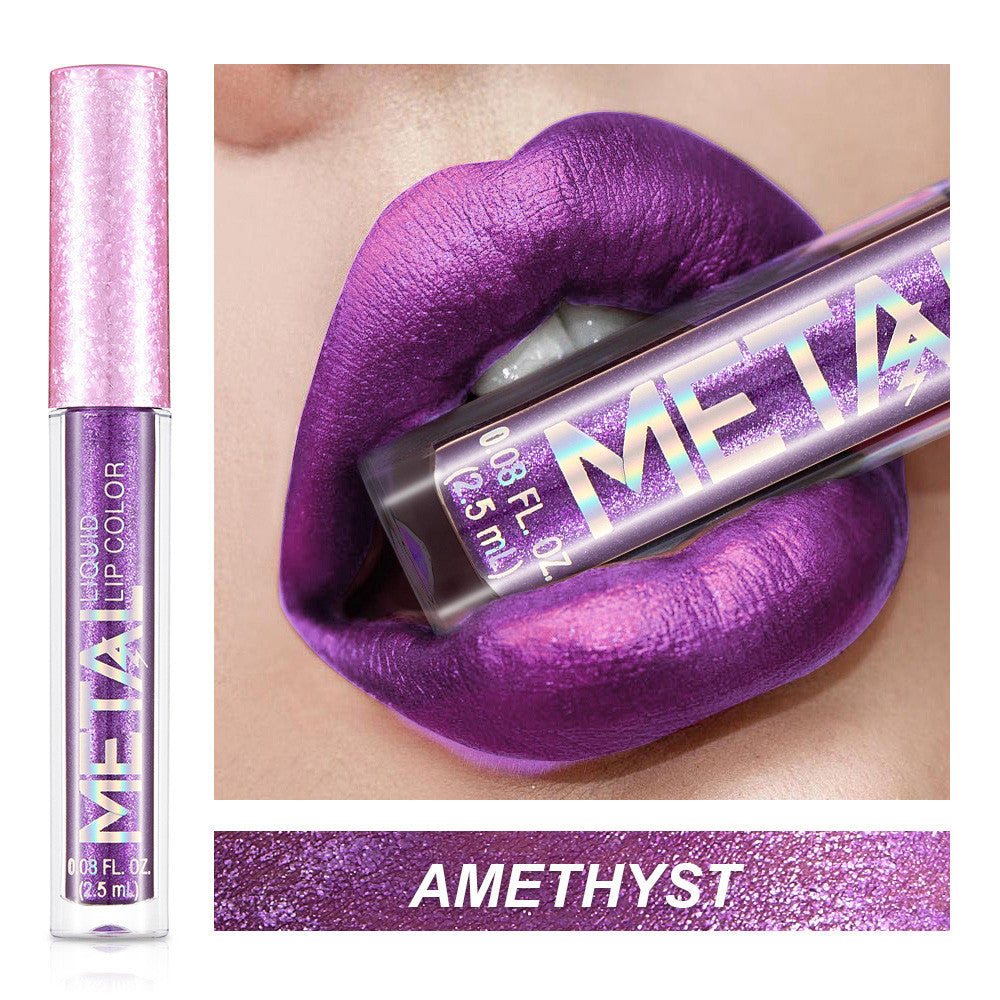 Metallic lip gloss glossy colour swatch