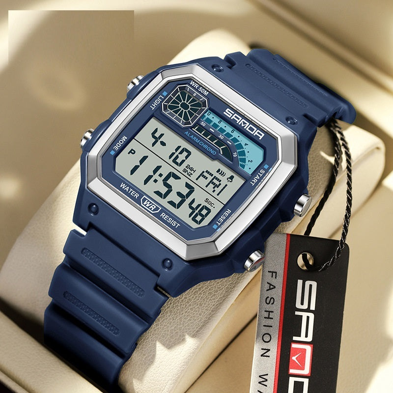 Kenike men's thin square luminous waterproof sports watch front view