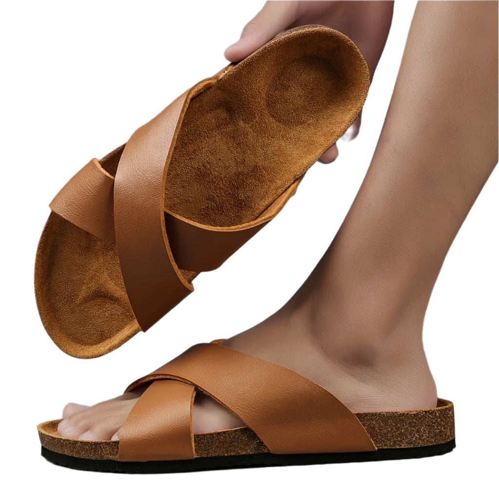 Kenike cork cross strap slides side profile