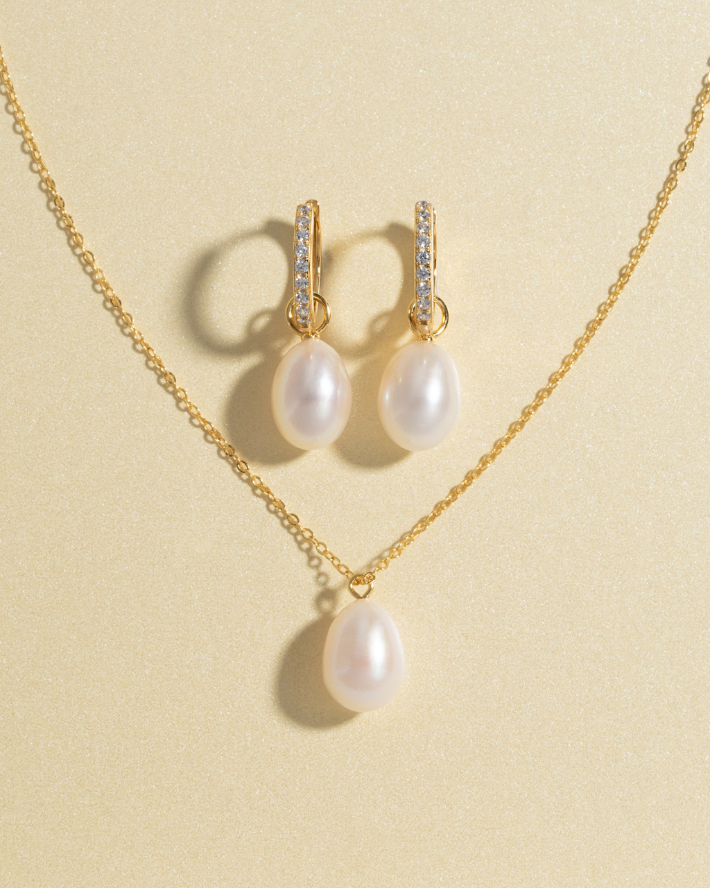 Pearl Hoop Drop Earrings with Removable Pearls  in 18k Gold Vermeil