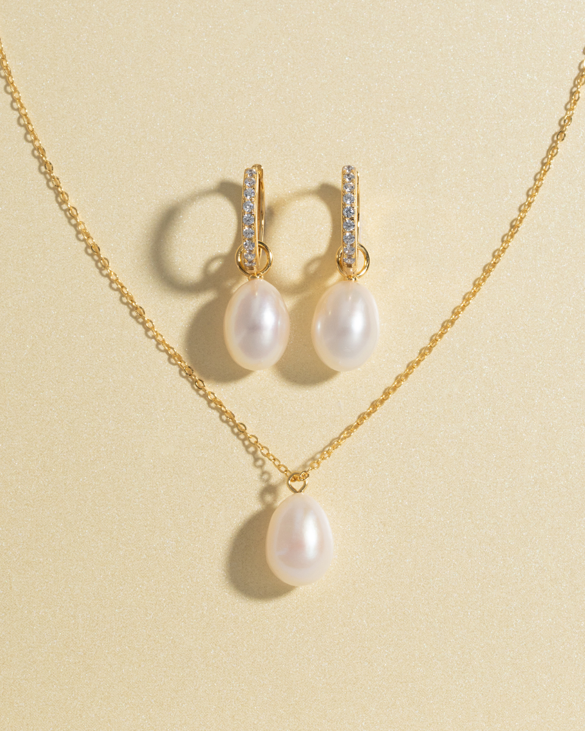 Pearl Hoop Drop Earrings with Removable Pearls  in 18k Gold Vermeil