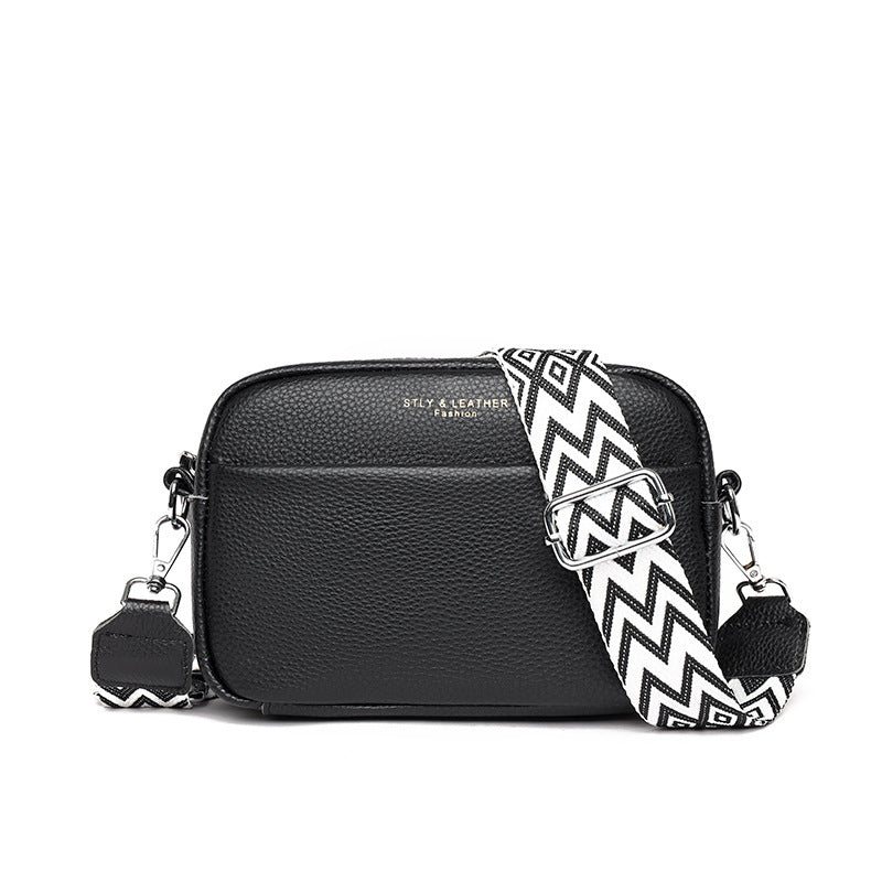 Kenike black rhombus embroidered strap crossbody bag variant