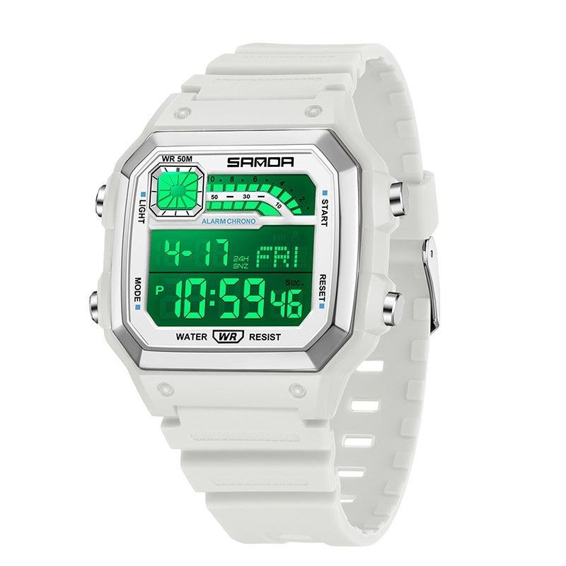 Kenike thin square waterproof sports watch dial detail