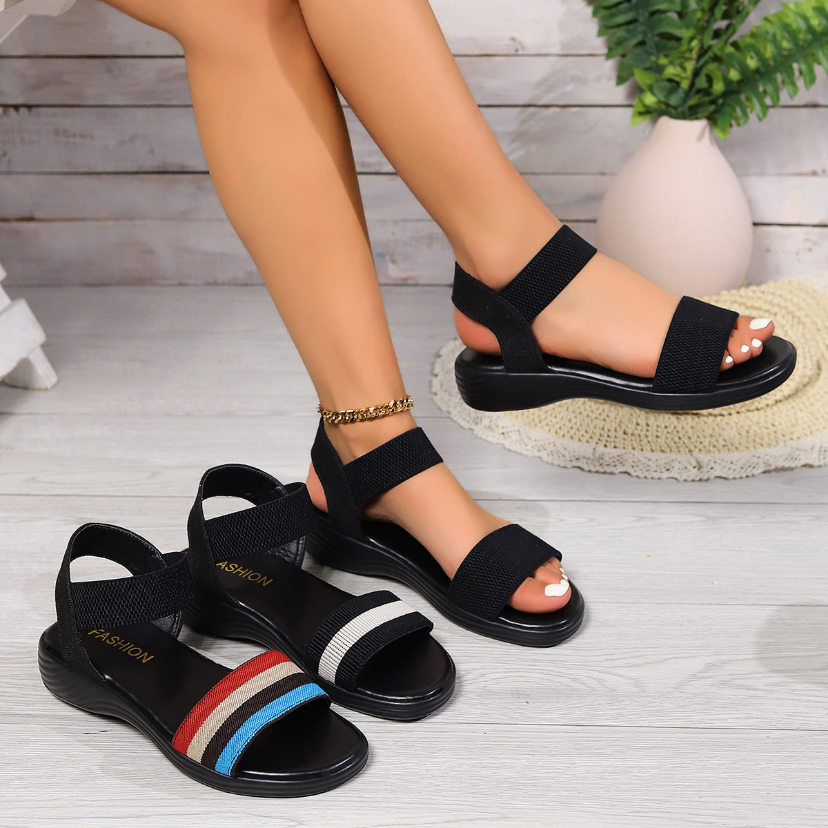 Kenike women's fish mouth sandals sole detail