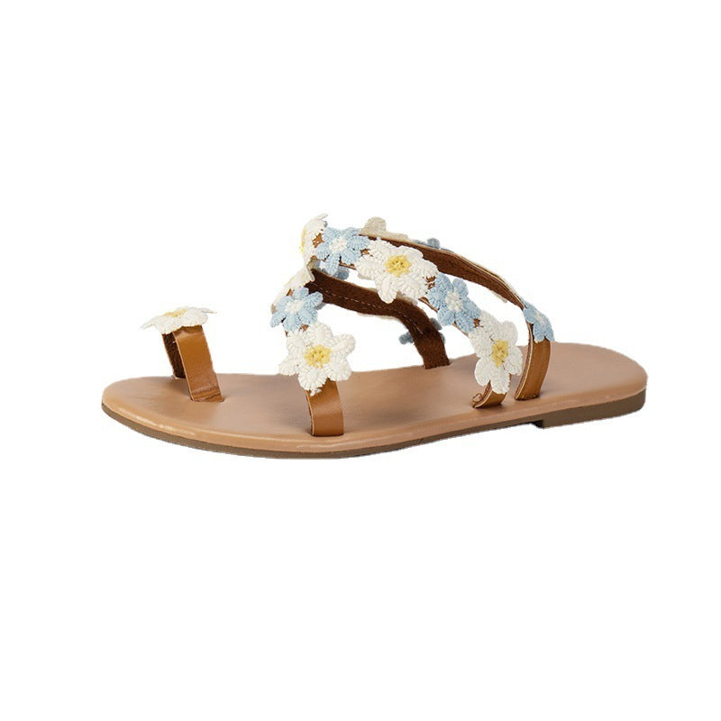 Kenike flat flower sandals product detail image