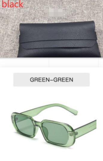 Kenike olive green retro small frame sunglasses with glasses bag variant