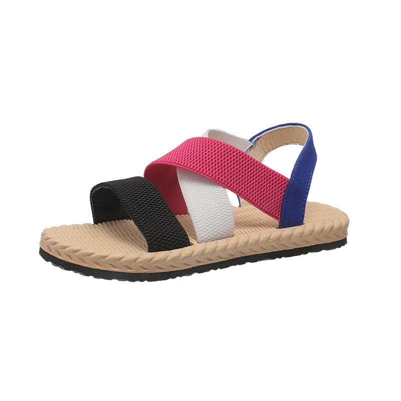 Kenike flat Roman cross strap sandals side profile