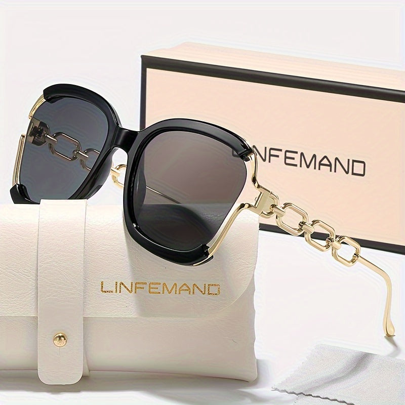Kenike black half frame metal chain fashion glasses variant