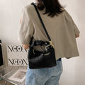 Kenike black PU leather pleated cloud crossbody bag variant