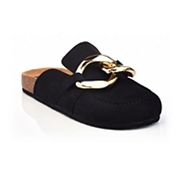 Henry Ferrera Lamar black suede chain link clogs variant