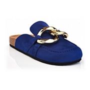 Henry Ferrera Lamar royal blue suede chain link clogs variant