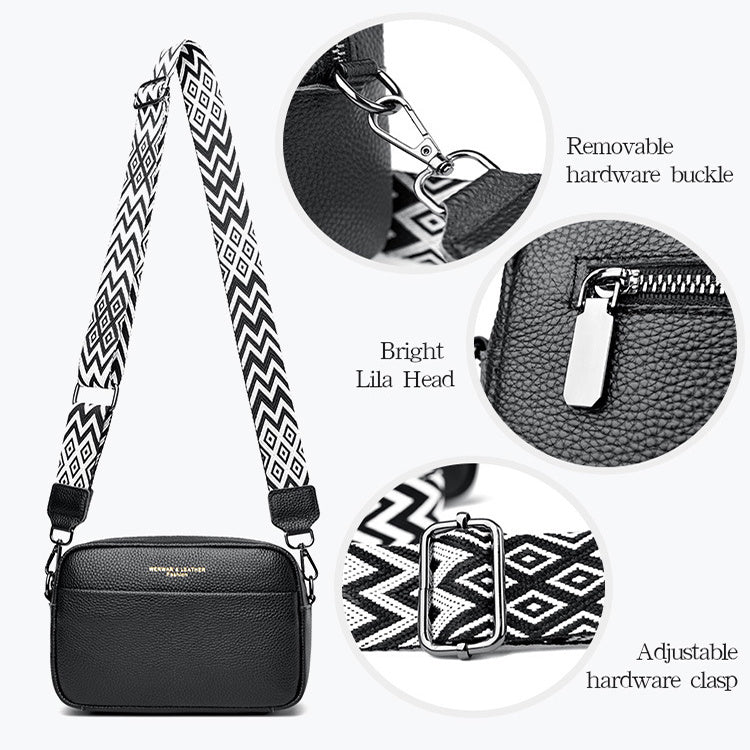 Kenike small square crossbody bag with wide embroidered strap