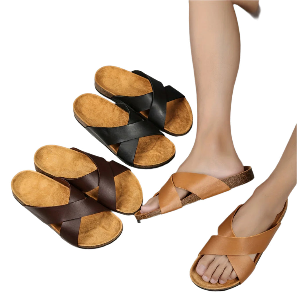 Kenike unisex comfort slides cork footbed detail