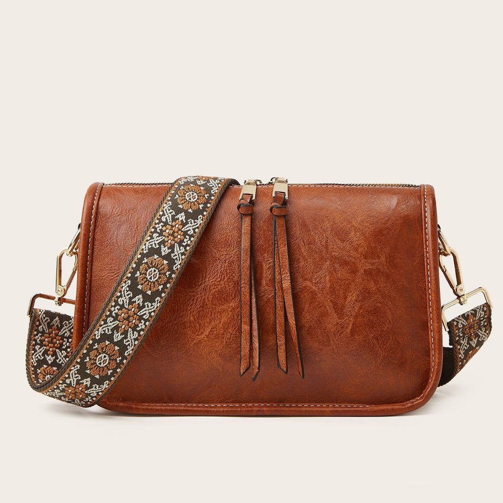 Kenike bohemian crossbody bag front pocket detail