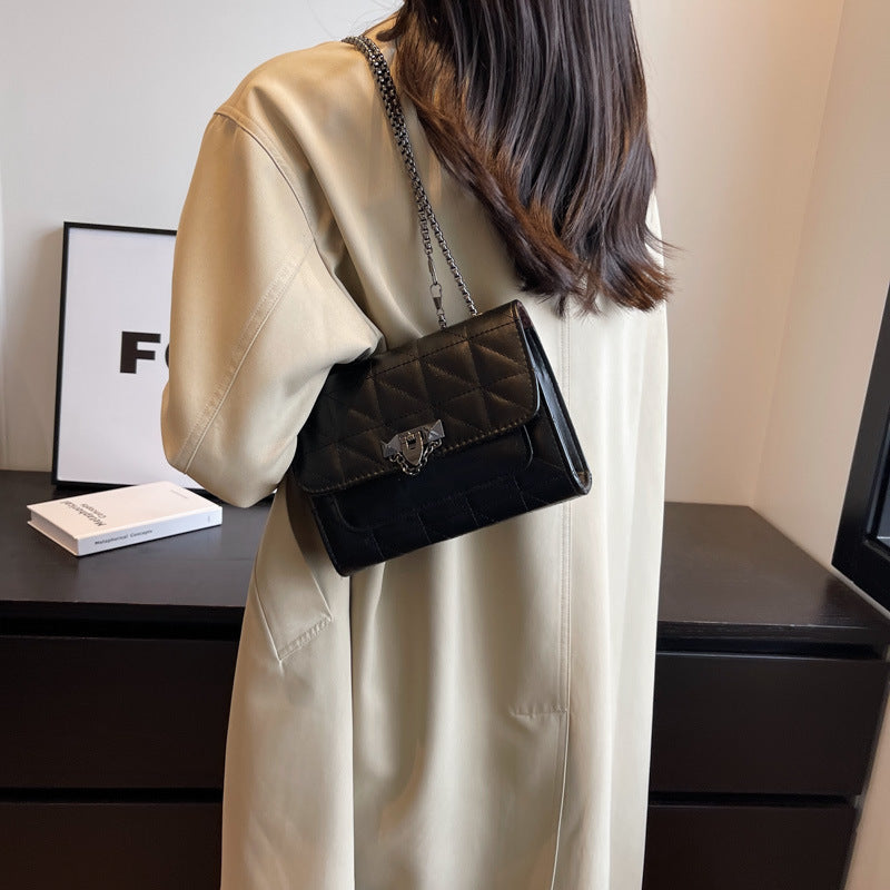 Kenike women's chain lock shoulder bag side profile