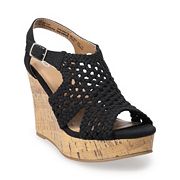 SO Taffy black woven women's wedge sandals variant
