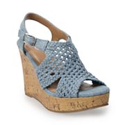 SO Taffy denim woven women's wedge sandals variant
