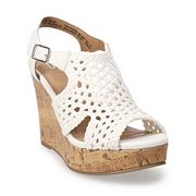 SO Taffy white woven women's wedge sandals variant