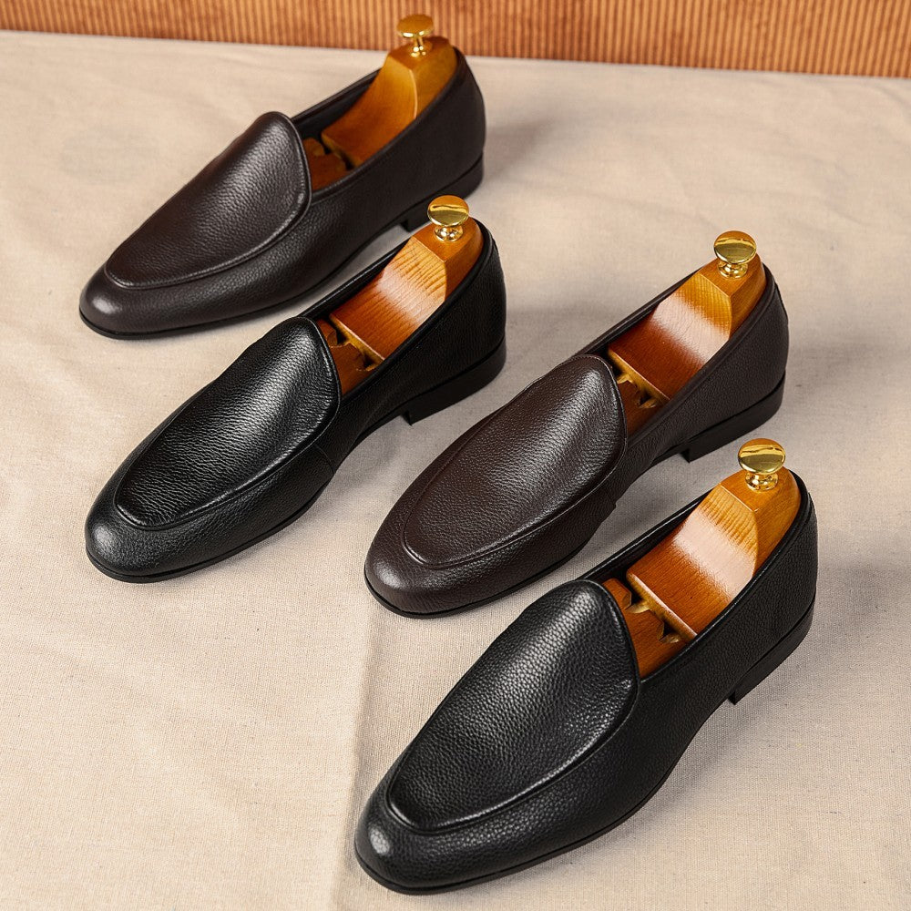 Kenike men's business casual leather shoes upper and lace detail