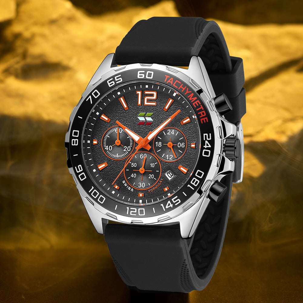 Kenike thin rubber strap watch angled view